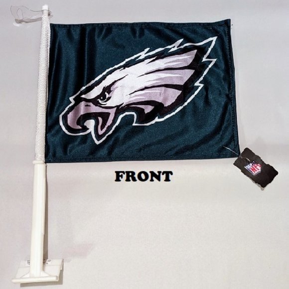 🏈🆕 PHILADELPHIA EAGLES DOUBLE SIDED CAR FLAG - HOME-AWAY DESIGN - NFL - MEN - Picture 2 of 3